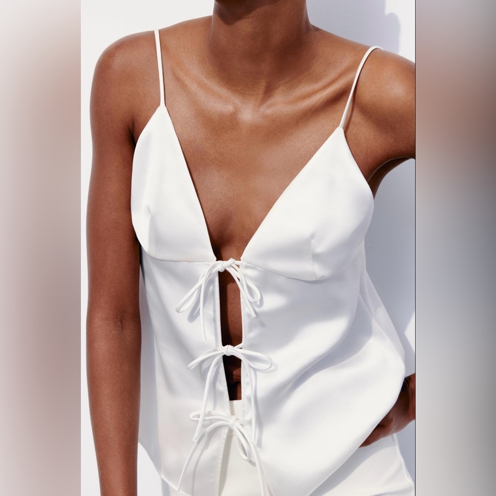 Zara satin tie top